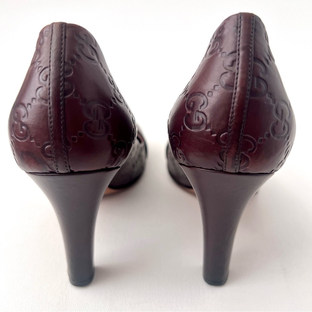 GUCCI | Brown Guccissima Leather Oversized Interlocking GG Logo Pumps Heels 39 - Picture 10 of 14